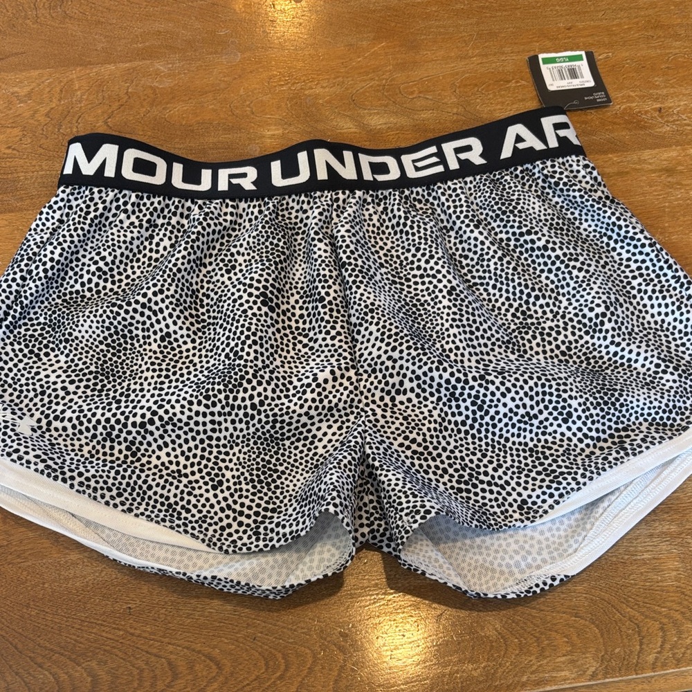 Under Armour Black & White Dot-Print Girls' Athletic Shorts